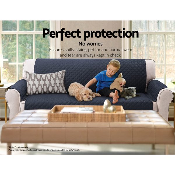 Sofa Cover Quilted Couch Covers Lounge Protector Slipcovers 3 Seater – Dark Grey