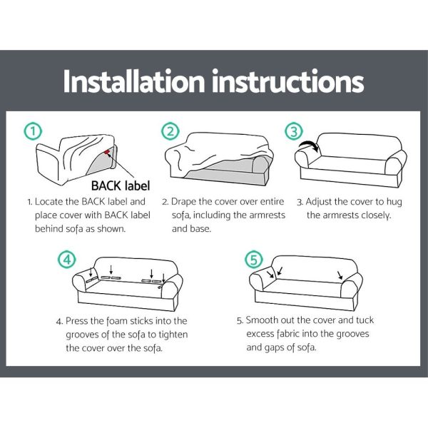 Sofa Cover Elastic Stretchable Couch Covers – Grey, 3 Seater
