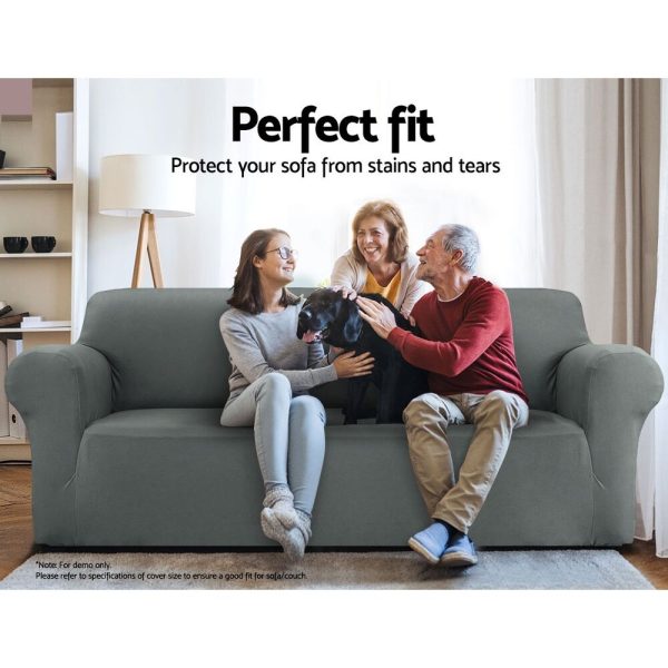 Sofa Cover Elastic Stretchable Couch Covers – Grey, 3 Seater