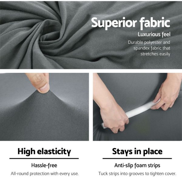 Sofa Cover Elastic Stretchable Couch Covers – Grey, 3 Seater
