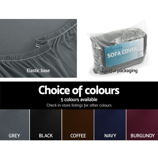 Sofa Cover Elastic Stretchable Couch Covers – Grey, 3 Seater