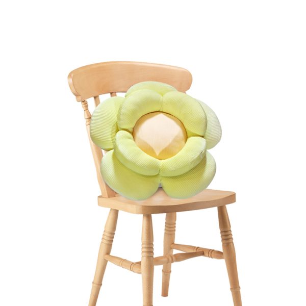 Green Double Flower Shape Cushion Soft Bedside Floor Plush Pillow Home Decor