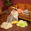 Green Double Flower Shape Cushion Soft Bedside Floor Plush Pillow Home Decor