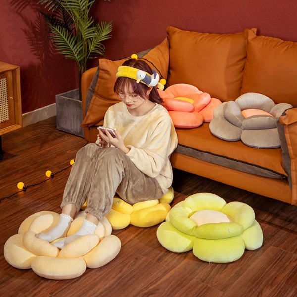 Green Double Flower Shape Cushion Soft Bedside Floor Plush Pillow Home Decor