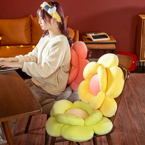 Green Double Flower Shape Cushion Soft Bedside Floor Plush Pillow Home Decor