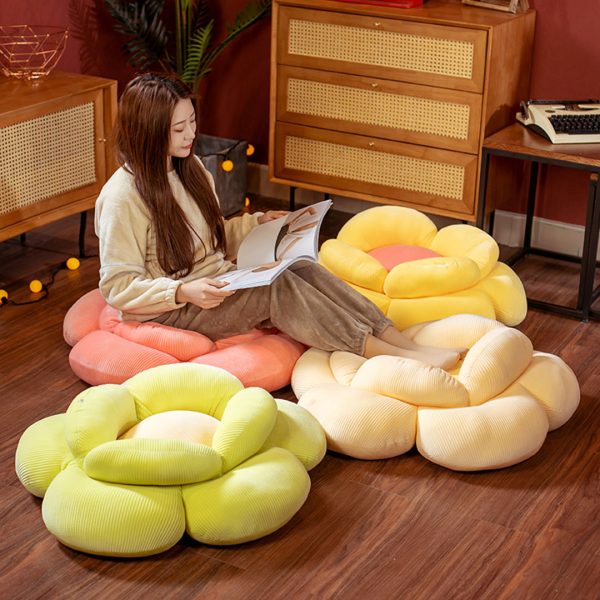 2X Green Double Flower Shape Cushion Soft Bedside Floor Plush Pillow Home Decor