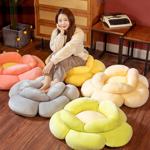 Red Double Flower Shape Cushion Soft Bedside Floor Plush Pillow Home Decor