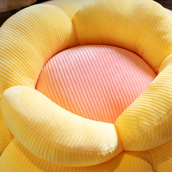 Yellow Double Flower Shape Cushion Soft Bedside Floor Plush Pillow Home Decor