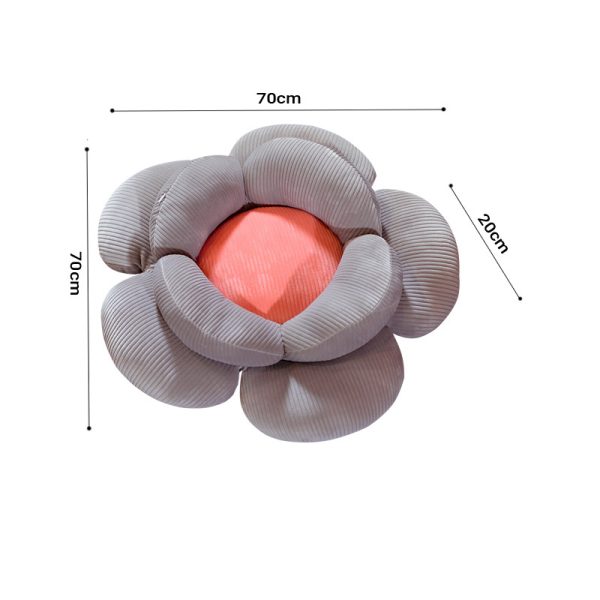 Grey Double Flower Shape Cushion Soft Bedside Floor Plush Pillow Home Decor