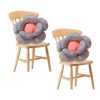 2X Grey Double Flower Shape Cushion Soft Bedside Floor Plush Pillow Home Decor