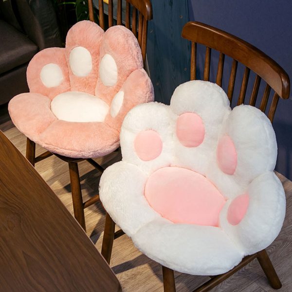 2X 70cm  Pink Paw Shape Cushion Warm Lazy Sofa Decorative Pillow Backseat Plush Mat Home Decor