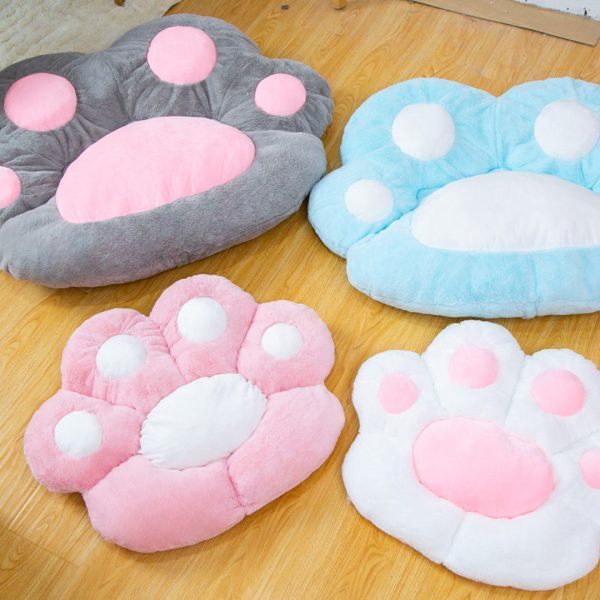 Grey Paw Shape Cushion Warm Lazy Sofa Decorative Pillow Backseat Plush Mat Home Decor