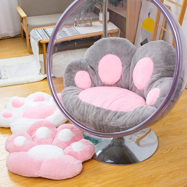 2X Grey Paw Shape Cushion Warm Lazy Sofa Decorative Pillow Backseat Plush Mat Home Decor