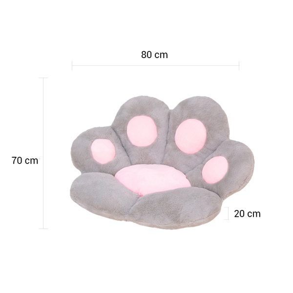 2X Grey Paw Shape Cushion Warm Lazy Sofa Decorative Pillow Backseat Plush Mat Home Decor