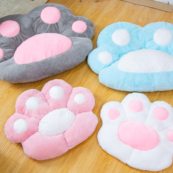 Blue Paw Shape Cushion Warm Lazy Sofa Decorative Pillow Backseat Plush Mat Home Decor