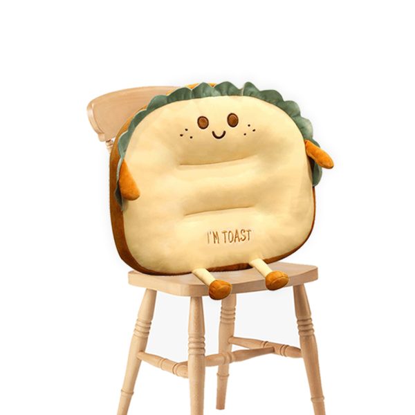 Cute Face Toast Bread Cushion Stuffed Car Seat Plush Cartoon Back Support Pillow Home Decor