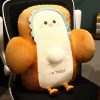 2X 58cm Cute Face Toast Bread Cushion Stuffed Car Seat Plush Cartoon Back Support Pillow Home Decor