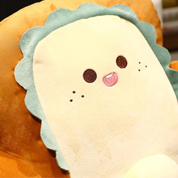 Smiley Face Toast Bread Cushion Stuffed Car Seat Plush Cartoon Back Support Pillow Home Decor