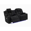 3+2 Seater Electric Recliner Stylish Rhino Fabric Black Lounge Armchair with LED Features