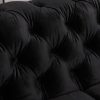 3+2 Seater Sofa Classic Button Tufted Lounge in Black Velvet Fabric with Metal Legs
