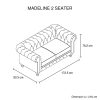 3+2 Seater Brown Sofa Lounge Chesterfireld Style Button Tufted in Faux Leather