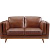 3+2 Seater Sofa Brown Leather Lounge Set for Living Room Couch with Wooden Frame