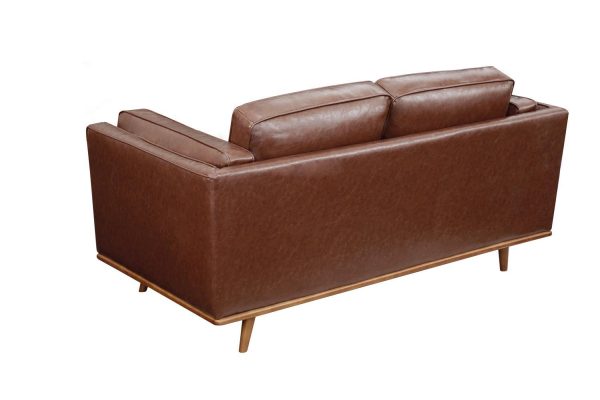 3+2 Seater Sofa Brown Leather Lounge Set for Living Room Couch with Wooden Frame