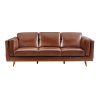 3+2 Seater Sofa Brown Leather Lounge Set for Living Room Couch with Wooden Frame