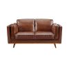 3+2 Seater Sofa Brown Leather Lounge Set for Living Room Couch with Wooden Frame