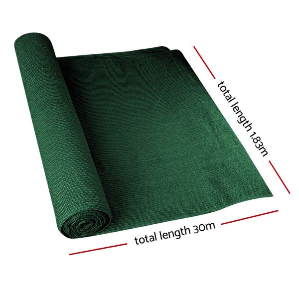 70% Sun Shade Cloth Shadecloth Sail Roll Mesh Outdoor 175gsm – 1.83×30 m, Green