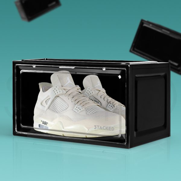 Premium Sneaker Display Case Shoe Storage Box Clear Plastic Magnetic Stackable