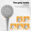 Handheld Shower Head 4.5″ High Pressure 5 Modes Poweful Round Chrome