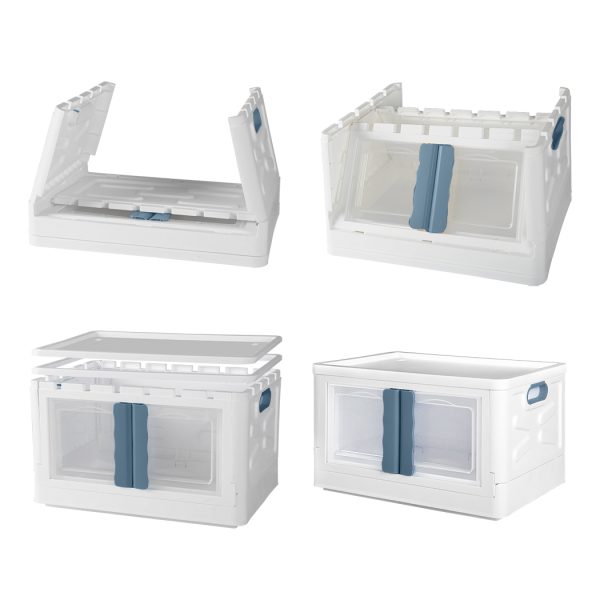 Storage Box Stackable Container 45L Clear Plastic Wardrobe Organiser Two Opening