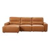 3 Seater Sectional Genuine Leather Sofa Bed King Size Chaise USB Charger