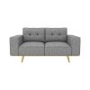 2 Seater Sofa Fabric Upholstery Grey Colour Pocket Spring Wooden Frame
