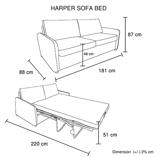 Multifunctional 3 Seater Sofa Bed Fabric Upholstery Wooden Structure