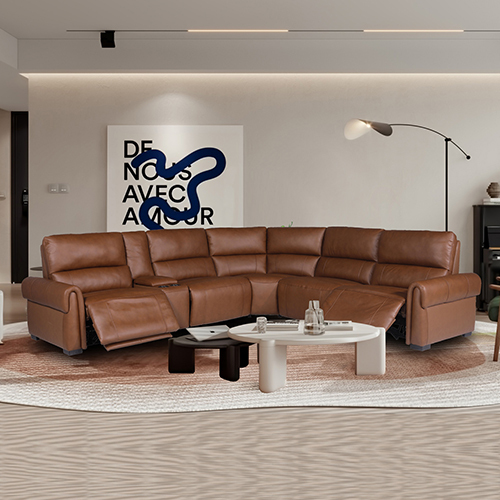 6 Seater Genuine Leather Sofa Power Slide Chaise Zero Gravity Mechanism USB Charger