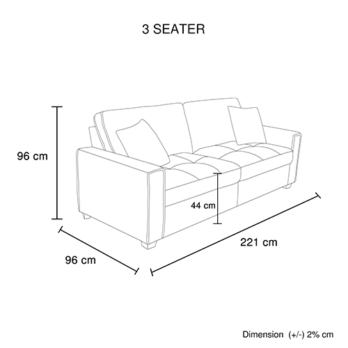 3 Seater Sofa Set Polyester Fabric Multilayer Two Pillows Attached Individual Pocket Spring