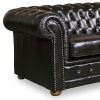 1 Seater Brown Colour Genuine Leather Upholstery Deep Quilting Pocket Spring Button Studding Sofa for Living Room