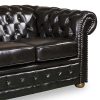 2 Seater Brown Colour Genuine Leather Upholstery Deep Quilting Pocket Spring Button Studding Sofa for Living Room