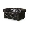 2 Seater Brown Colour Genuine Leather Upholstery Deep Quilting Pocket Spring Button Studding Sofa for Living Room