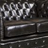 2 Seater Brown Colour Genuine Leather Upholstery Deep Quilting Pocket Spring Button Studding Sofa for Living Room