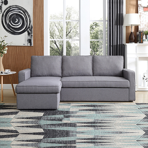 Haddam 2 Seater Sofa Bed with pull Out Storage Corner Chaise Lounge Set in Grey