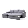 Haddam 2 Seater Sofa Bed with pull Out Storage Corner Chaise Lounge Set in Grey