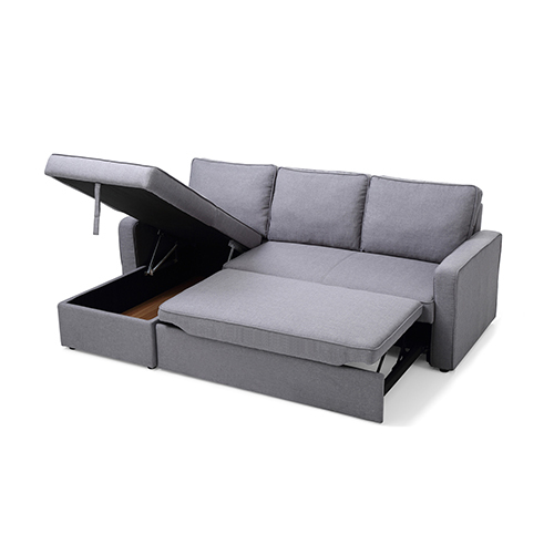 Haddam 2 Seater Sofa Bed with pull Out Storage Corner Chaise Lounge Set in Grey