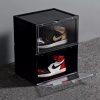 Portable Shoe Organiser Sneaker Footwear Folding Plastic Bin Stackable Storage Box with Magnetic Door