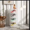 Transparent Portable Shoe Organiser Sneaker Footwear Folding Plastic Bin Stackable Storage Box with Magnetic Door – 4 Tier, 2