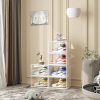 Transparent Portable Shoe Organiser Sneaker Footwear Folding Plastic Bin Stackable Storage Box with Magnetic Door – 4 Tier, 2