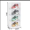 Transparent Portable Shoe Organiser Sneaker Footwear Folding Plastic Bin Stackable Storage Box with Magnetic Door – 4 Tier, 2