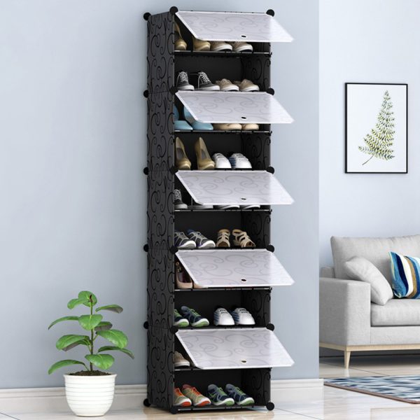 Shoe Rack Organizer Sneaker Footwear Storage Stackable Stand Cabinet Portable Wardrobe with Cover – 10 Tier